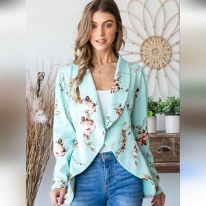 B16 Mint Floral Blazer